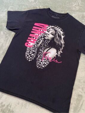 Shania Twain Leopard Graphic Tee Black Pink Country Pop Tour Style M